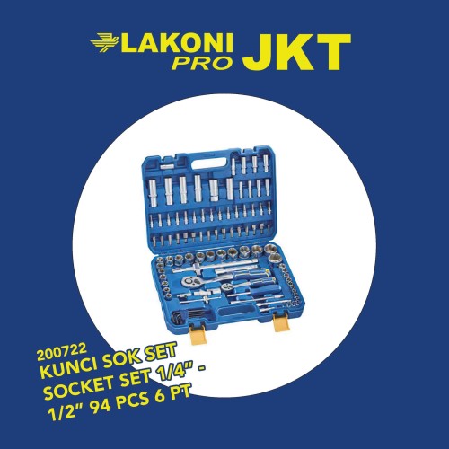 200722 LAKONI PRO KUNCI SOK SET SOCKET SET 1/4" - 1/2" 94 PCS 6 PT