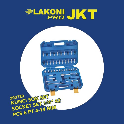 200720 LAKONI PRO KUNCI SOK SET SOCKET SET 1/4" 42 PCS 6 PT 4-14 MM