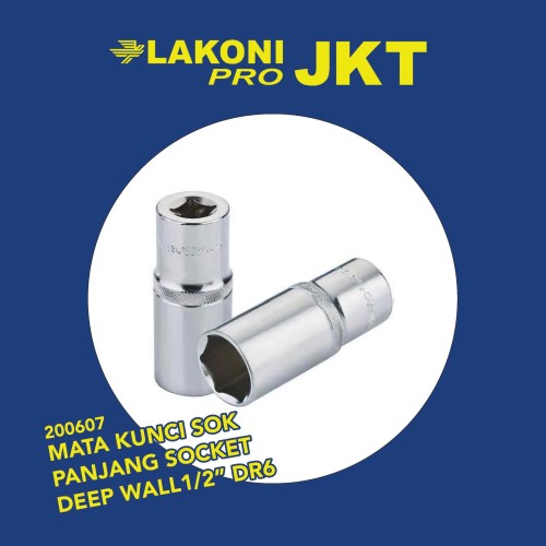 200607 LAKONI PRO MATA KUNCI SOK PANJANG SOCKET DEEP WALL1/2" DR6 30MM