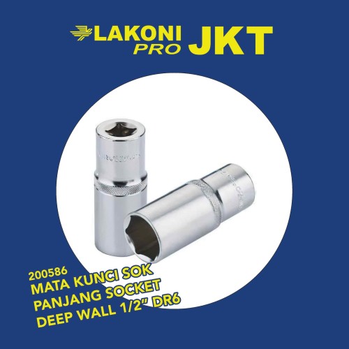 200586 LAKONI PRO MATA KUNCI SOK PANJANG SOCKET DEEP WALL 1/2" DR6 8MM