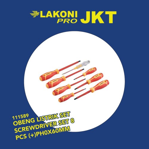 111589 LAKONI PRO OBENG LISTRIK SET SCREWDRIVER SET 8 PCS (+)PH0X60MM