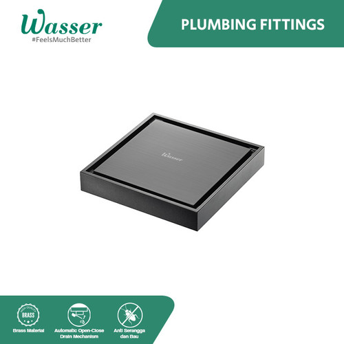 Wasser Square Tile Floor Drain 4" x 4" | HSA-6436 Satin Grey