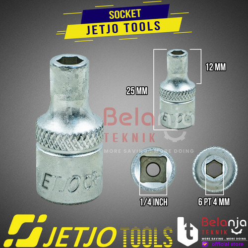 JETJO TOOLS Socket 1/4 Inch DR 6PT 4MM Mata Kunci Shock 4 MM Sok