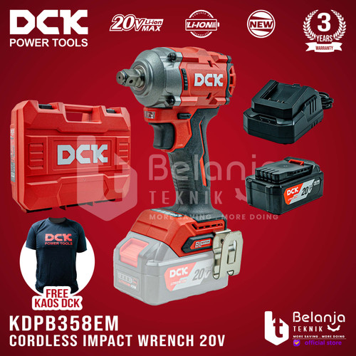 DCK Mesin Impact Wrench Baterai 1/2 Inch KDPB358Z Pembuk Baut Sock Set