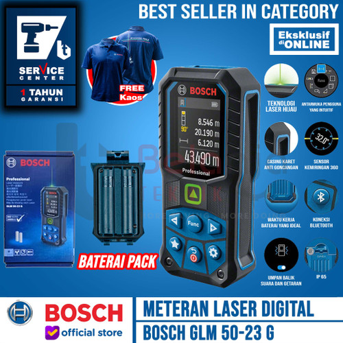 Bosch Meteran Laser Digital Rangefinder 50M GLM 50-23 + Baterai Pack