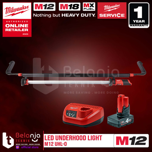 Milwaukee Led Underhood Light M12 UHL-0 Lampu Kerja Senter Set 12V 4AH