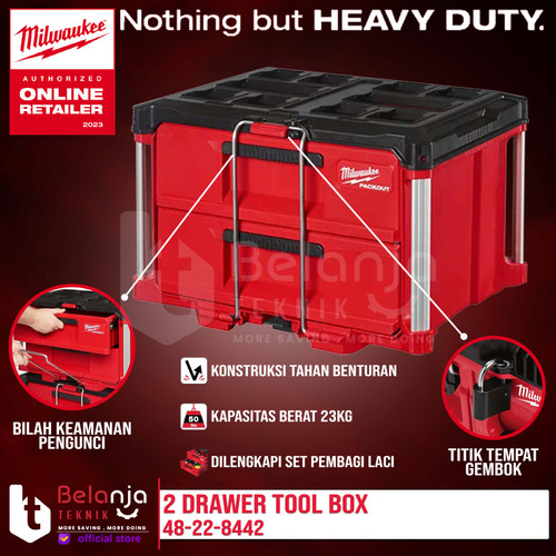 Milwaukee Packout 2 Drawer Tool Box Toolbox 2 Susun Tempat Perkakas