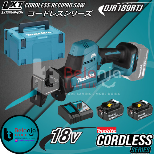 Makita Gergaji Cordless Recipro Saw DJR189RTJ Recipro Baterai Set 18V