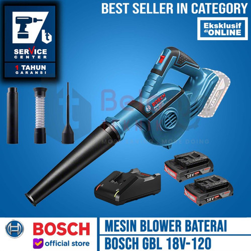 Bosch Mesin Blower Cordless 4" GBL 18V-120 Charger 2X Baterai 2 AH 18V