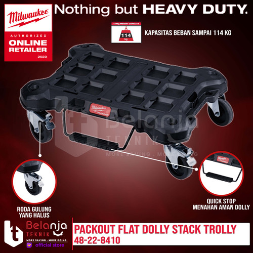 Milwaukee Packout Flat Dolly Stack Trolly Roda Tool Troli 48-22-8410