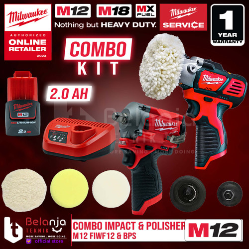 Milwaukee Combo Kit Impact Wrench Stubby Polisher Poles Mobil M12 Set