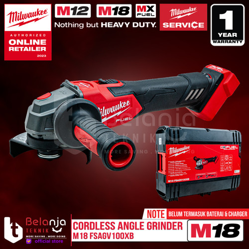 Milwaukee Angle Grinder M18 FSAGV100XB-0X M Gerinda Baterai 4 Inch 18V