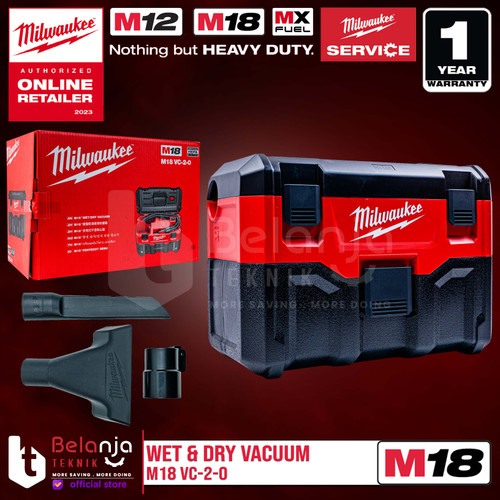 Milwaukee Wet & Dry Vacuum Cordless M18 VC-2-0 Penghisap Debu 18 Volt