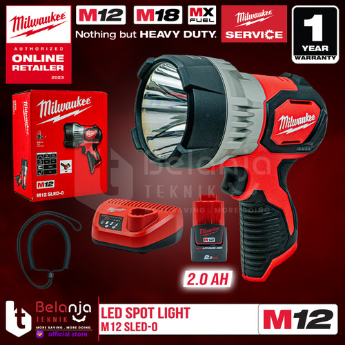 Milwaukee Led Spot Light M12 SLED-0 Lampu Senter Kerja Set 12 V 2 AH