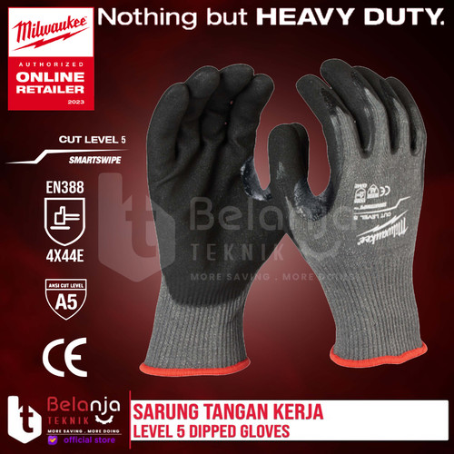 Milwaukee Sarung Tangan Kerja Proyek CUT 5 Dipped Gloves CUT5 Size M