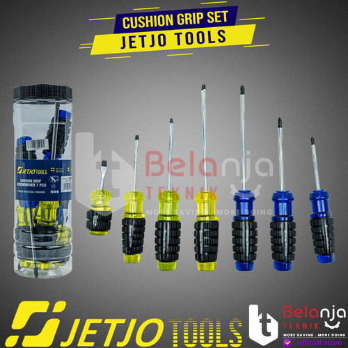 JETJO TOOLS Obeng Gagang Karet Set 7 Pcs Cushion Grip Set Plus Minus