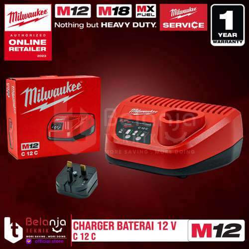 Milwaukee Charger Battery C12C Pengisi Daya Baterai M12 C 12 C 12V 12C