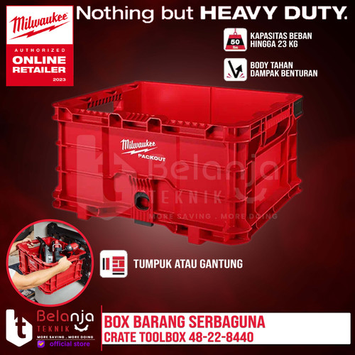 Milwaukee Box Barang Serbaguna Packout Crate Toolbox Tool 48-22-8440