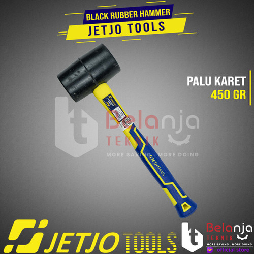 JETJO TOOLS Palu Karet Hitam Gagang Fiber 450 Gram Black Rubber Hammer