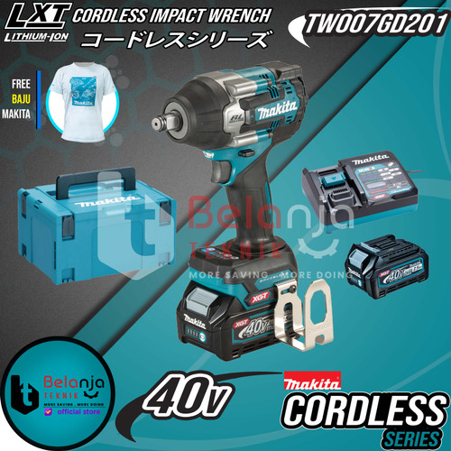 Makita Impact Wrench Cordless TW007GD201 Mesin Pembuka Baut 1/2 Inch