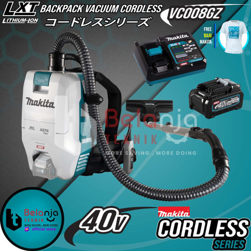 Makita Penghisap Debu VC008GZ Backpack Vacuum Cleaner 40V + Baterai