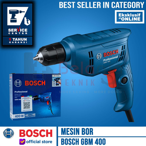 Bosch Mesin Bor Besi Listrik GBM400 10MM GBM 400 Watt Drill Non Impact