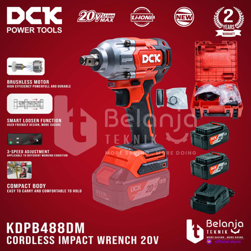 DCK Mesin Impact Baterai 1/2 In KDPB488 DM Impact Wrench Brushless 20V