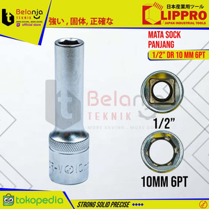 Lippro Mata Sock 1/2" DR 10 mm 6PT Mata Shock Sok Panjang 1/2 Inch 6PT