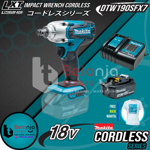 Makita Mesin Pembuka Baut DTW190 SFX7 1/2" DTW Impact Wrench Cordless