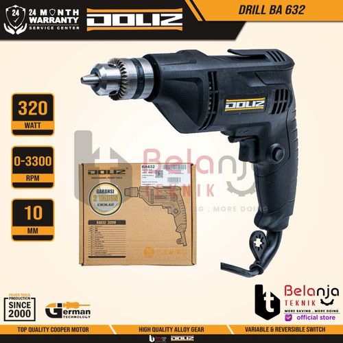 Doliz Electric Drill Variable Speed BA632 320W Mesin Bor Listrik 10MM