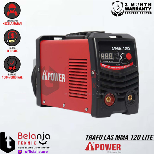 AIPower Mesin Trafo Las DC Inverter MMA 120 Lite Travo IGBT 3700 Watt