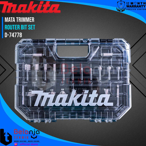 Makita Router Bit Set 22 Pcs Mata Trimmer Profil Kayu 8 MM D-74778