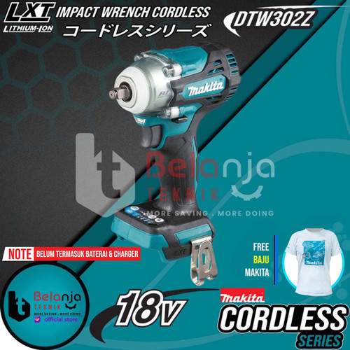 Makita Impact Wrench Cordless DTW302Z Mesin Pembuka Baut Baterai 18V