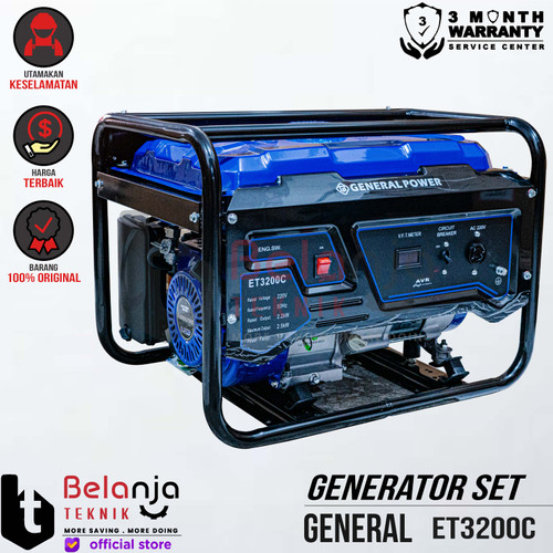 General Mesin Generator Set ET 3200 CE Genset Bensin 2200 Watt ET3200