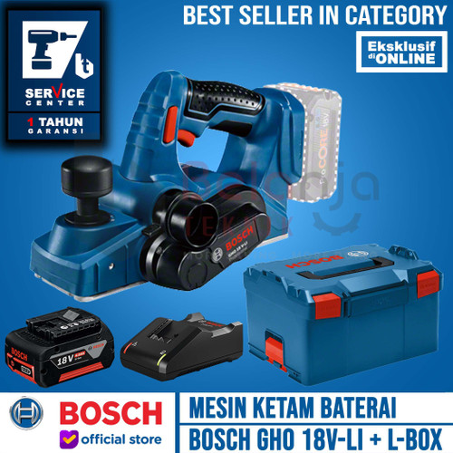 Bosch Mesin Serut Cordless GHO 185 Planne Baterai Charger 4 Ah GHO185