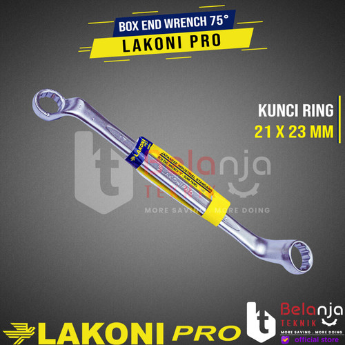 LAKONI PRO Box End Wrench 75° 21 X 23 MM Kunci Ring Sunk Panel CRV