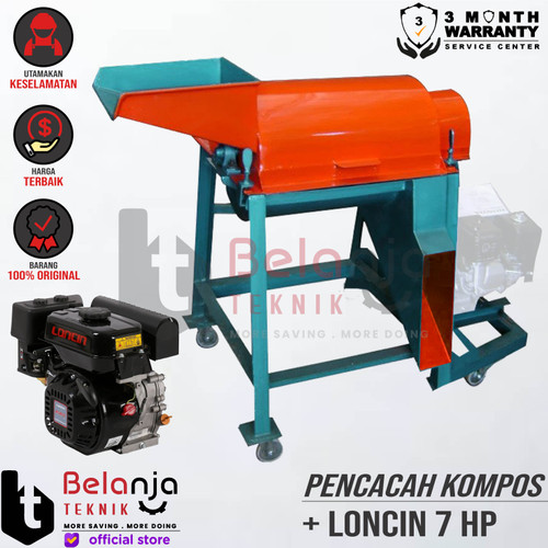 Hinoka Mesin Pencacah Ranting dan Daun Kompos + Engine Loncin 7 HP