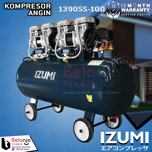 Izumi Oilless Air Compressor 100L Kompresor Angin Tanpa Oli 1390SS-100