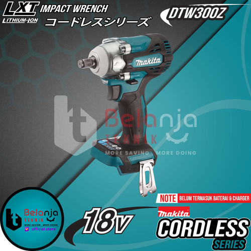 Makita Impact Wrench Cordless DTW300Z Mesin Pumbuka Baut + Baterai 18V