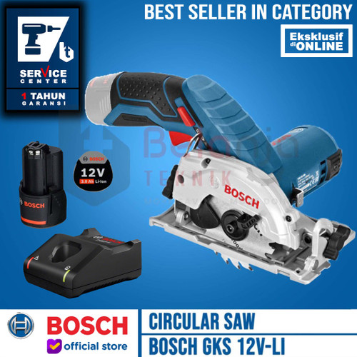 Bosch Mesin Circular Saw Cordless GKS 12V-LI Charger Battery 12 V 3 AH