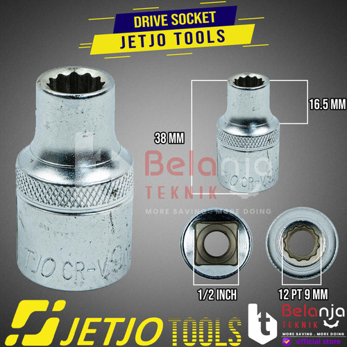 LAKONI PRO Socket 1/2 Inch DR 12PT 9MM Mata Kunci Shock 9 MM Sok CRV