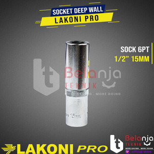 LAKONI PRO Socket Deep Wall 1/2" DR 6 PT Mata Kunci Sok Panjang 15MM