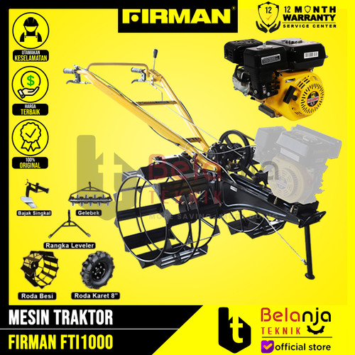 Firman Traktor FTI 1000 Alat Bajak Sawah Lahan Basah Kering + FGE 200