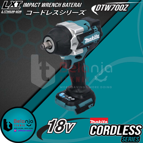 Makita Impact Wrench Baterai DTW700Z Cordless Brushless 1/2 Inch 18 V