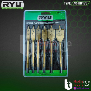 Ryu Flat Wood Drill Bit Set 6 Pcs Mata Bor Kipas Pelubang Kayu 6Pcs