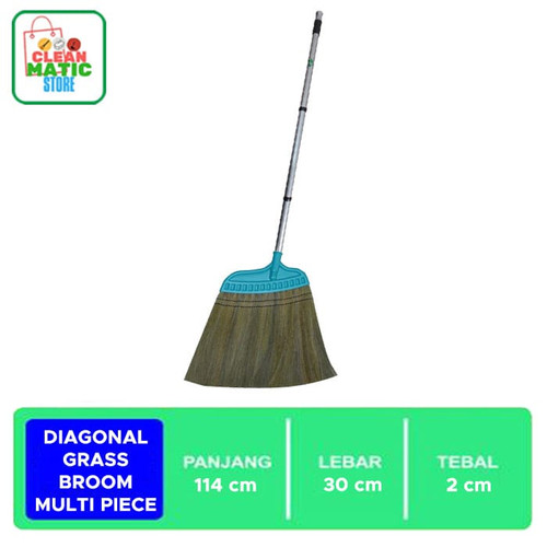 DIAGONAL GRASS BROOM MULTI  PIECE - Sapu Rumput Tongkat 3 Bagian