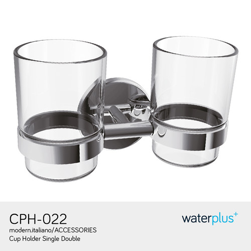 Tempat sabun waterplus+ | Cup Holder Double | CPH-022 (Clear Glass)