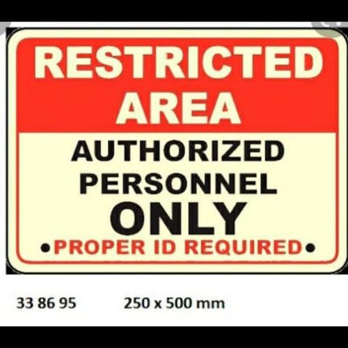 STICKER RESTRICTED AREA AUTHORIZED PERSONNEL ONLY 50X25 CM K3 LABEL