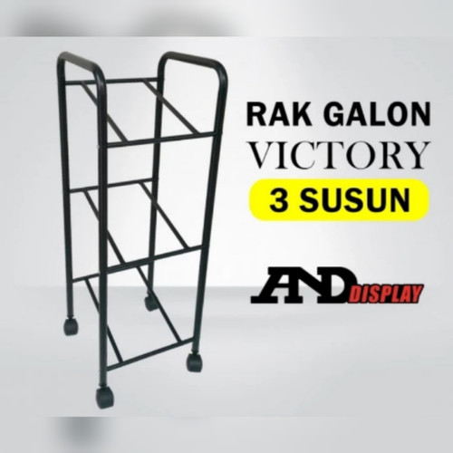 Best Seller! Rak Galon 3 Susun Air Aqua Roda Dorong Dispenser Beroda