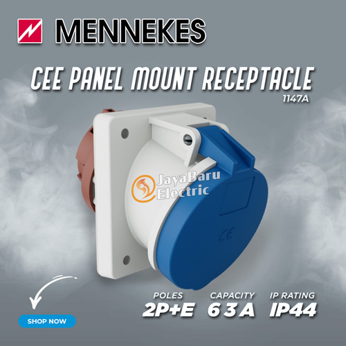 MENNEKES Panel Mount Socket Receptacle 2P+E / 3 Pin 63A IP44